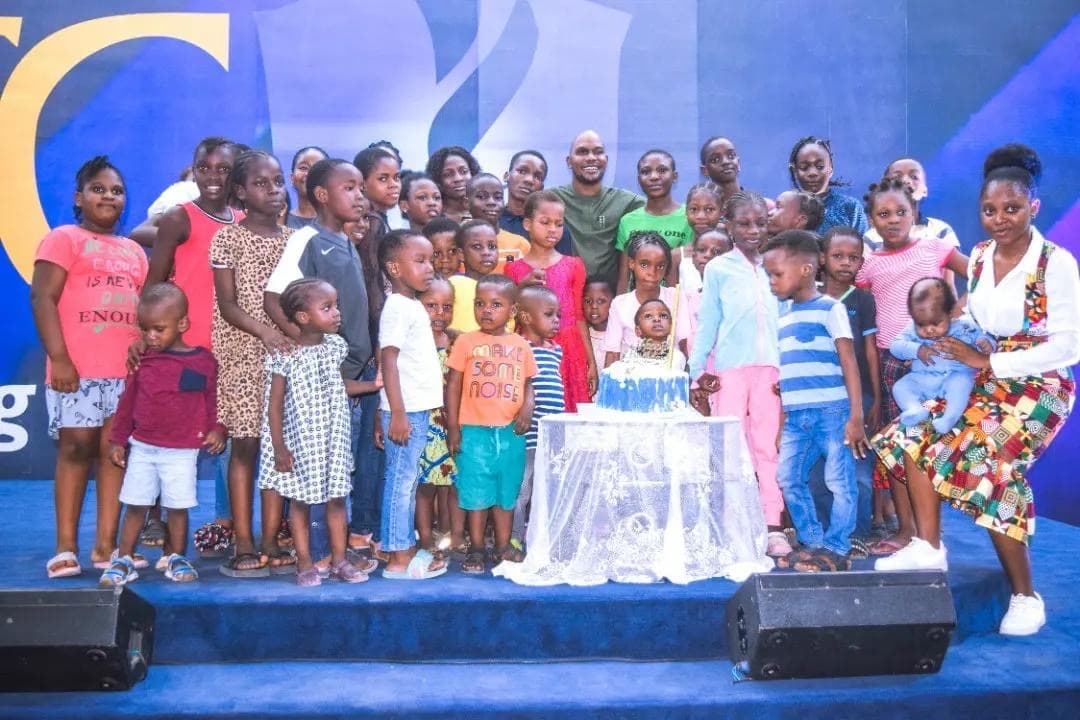 Children's birthday celebration on stage