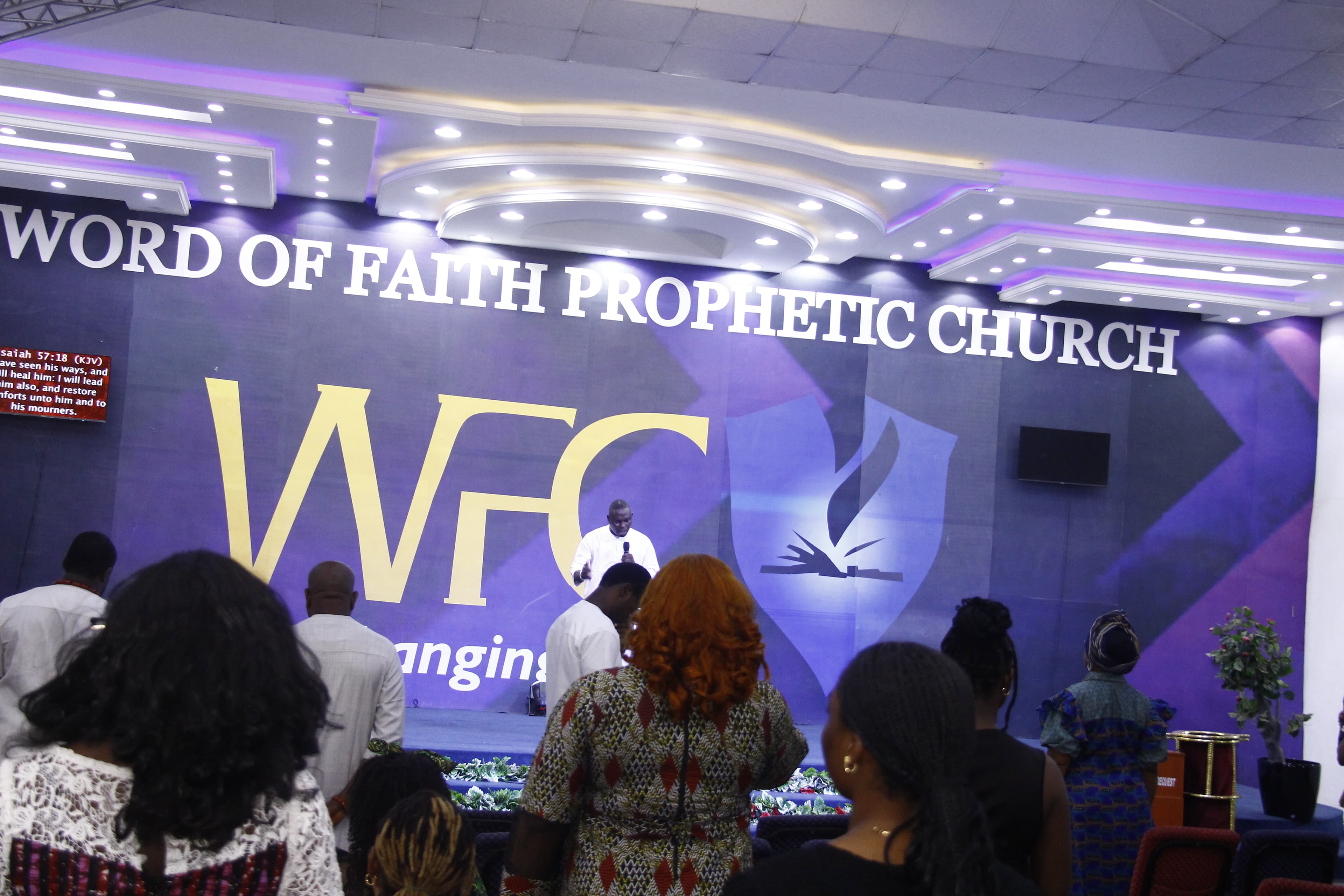 Word of Faith Prophetic Church interior during service
